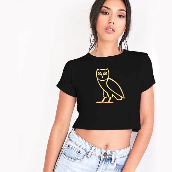 OVO Women's Cropped Owl Logo Tee - Crop Top - Picture 1 of 3